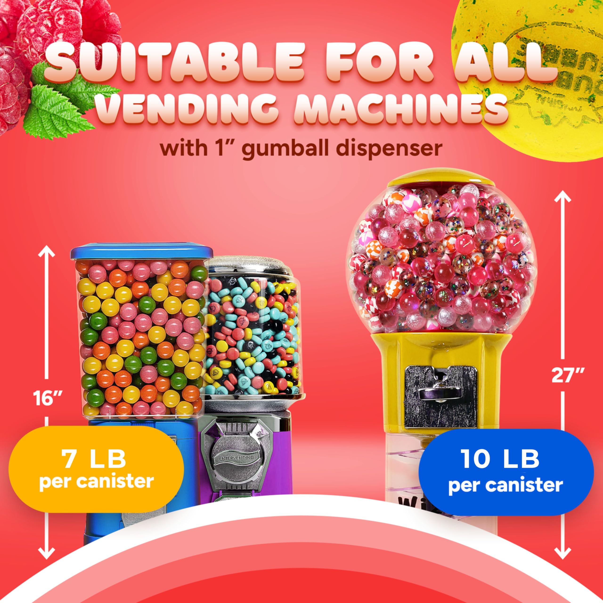 Amazon.com : Gumballs for Gumball Machine - 1 Inch Large Double