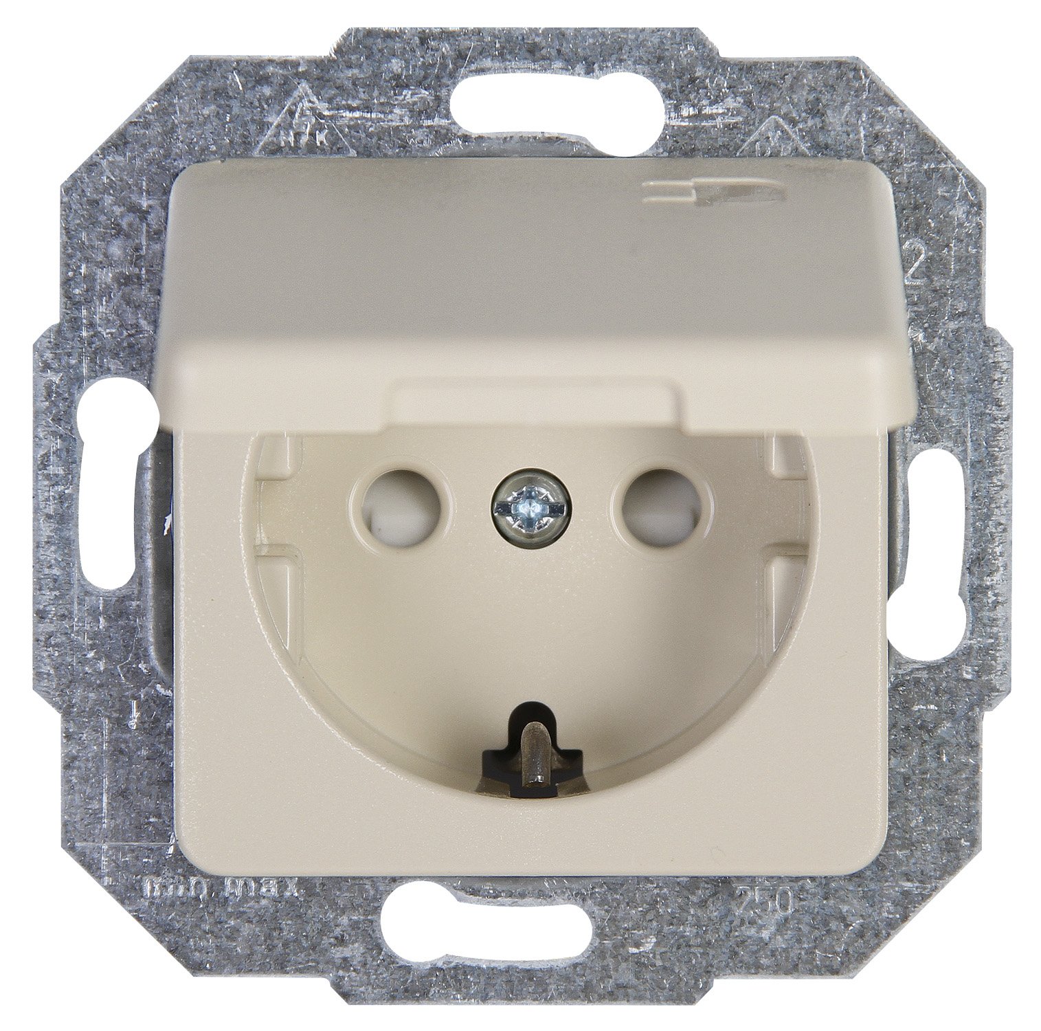 Kopp 117101063 Europe Mains Outlet with Cover and Child Protection, Cream, mit Deckel