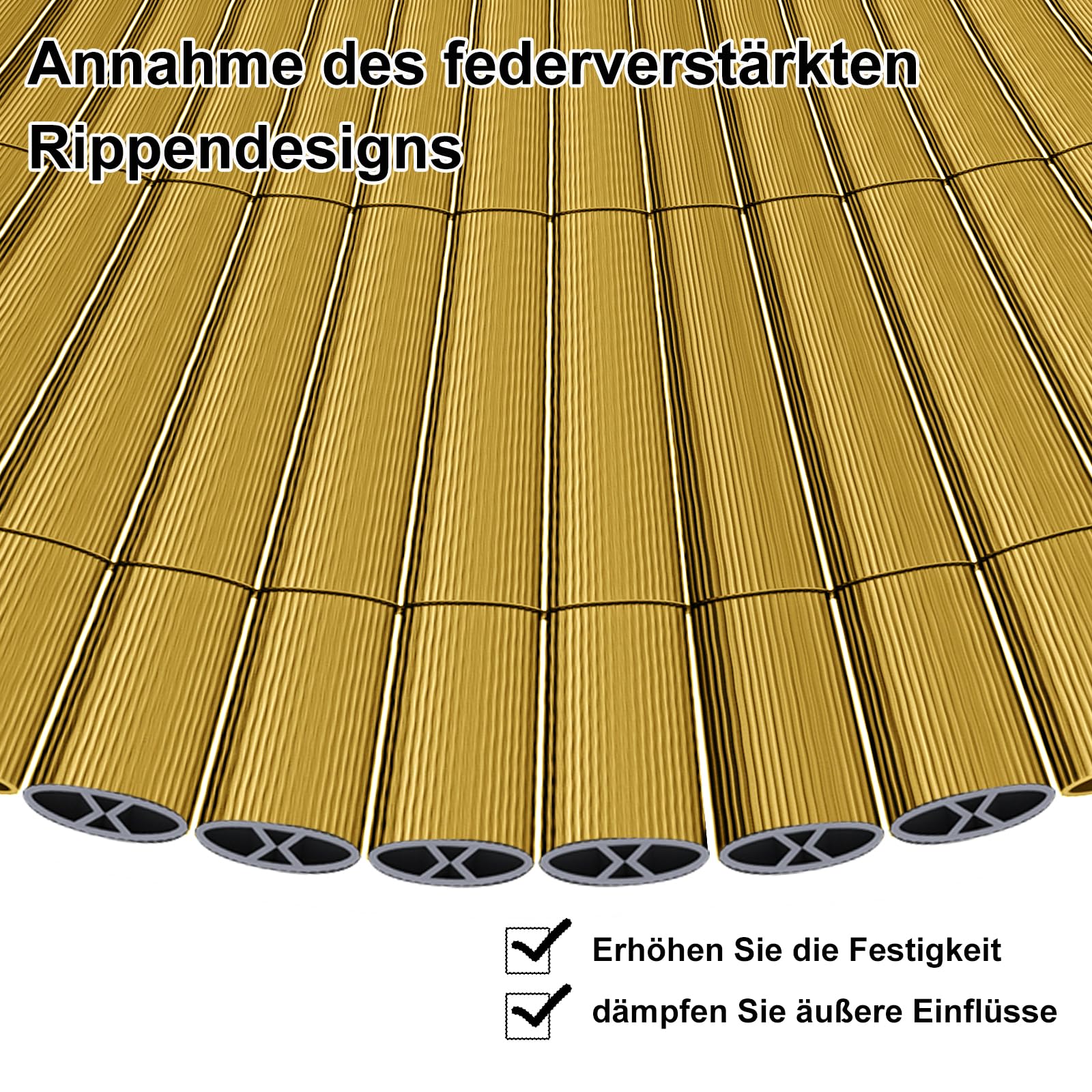 JORON PVC Sichtschutzmatte 90x500cm – Balkon Sichtschutz & Garten Sichtschutzzaun | Wetterfester Zaun Sichtschutz mit Kabelbindern, verstärkt & wasserdicht, Bambus