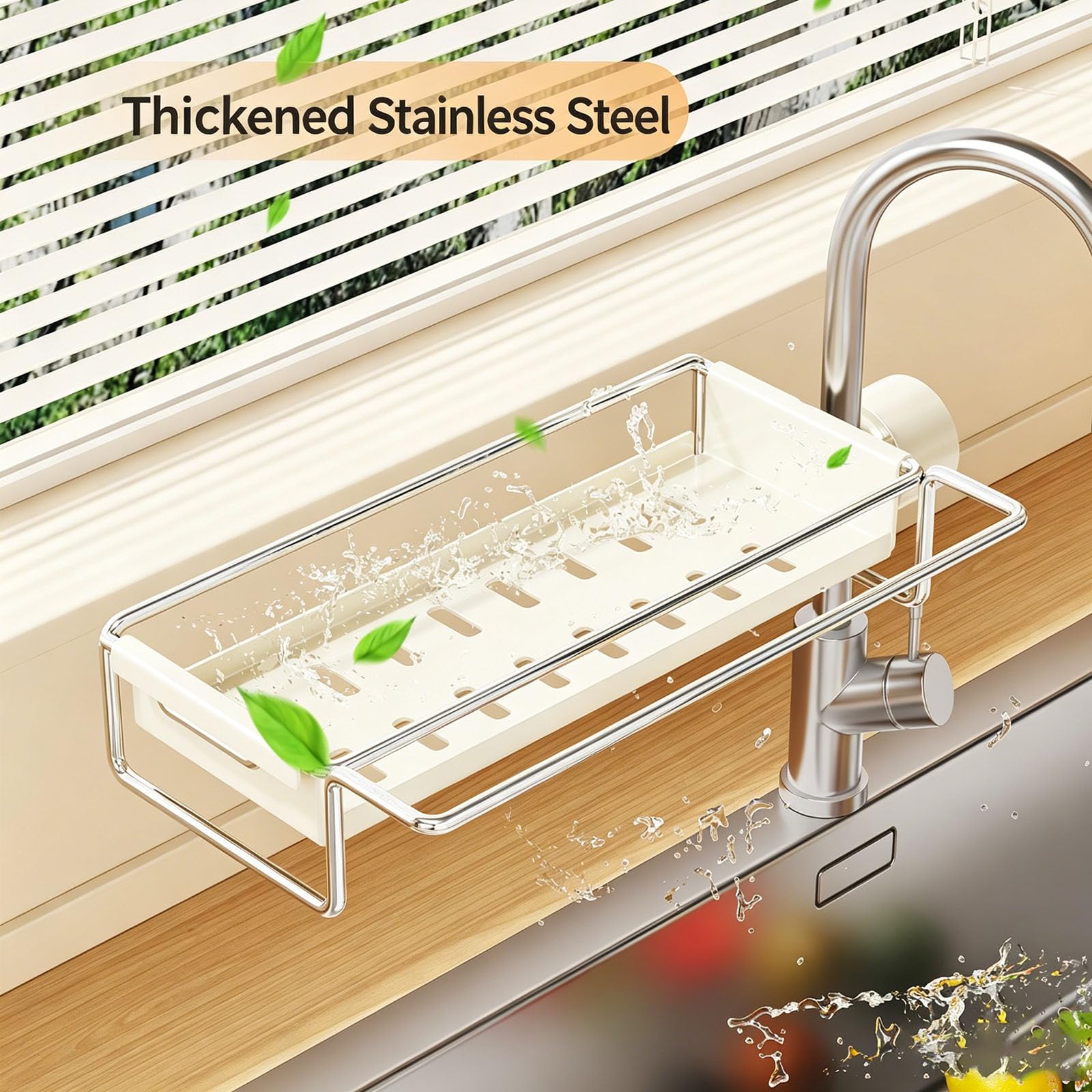 Soporte para utensilios de cocina que ahorra espacio con diseño seco y fácil instalación, accesorio para fregadero que ahorra espacio