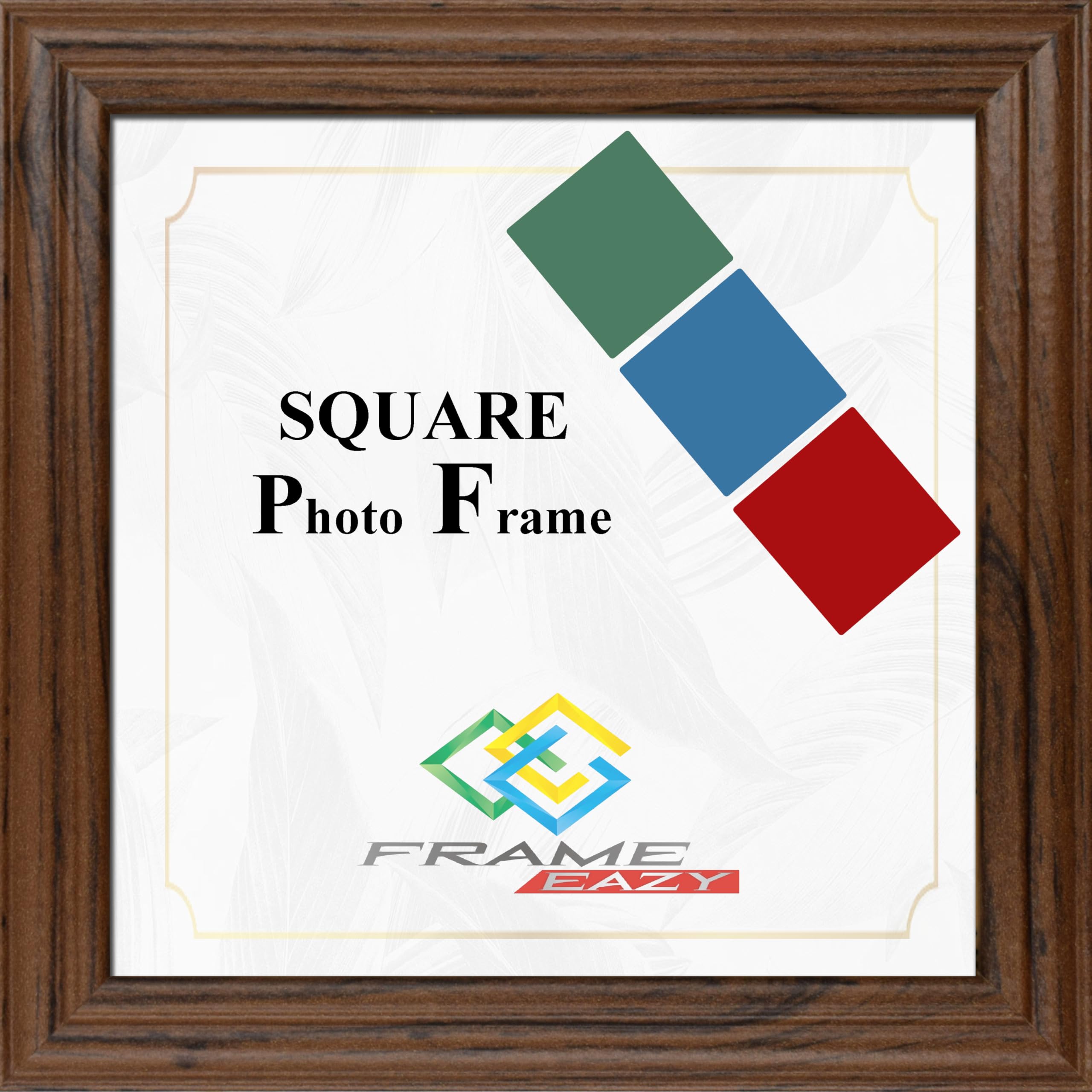 FRAME EAZY 50x50cm Square Photo Frame Dark Oak - Antique Style Square Picture Poster Frames With Safe Perspex Front & Wall Mounting Hooks - Square Frame Dark Oak, 50 x 50 cm (19.7" x 19.7") โ image 1