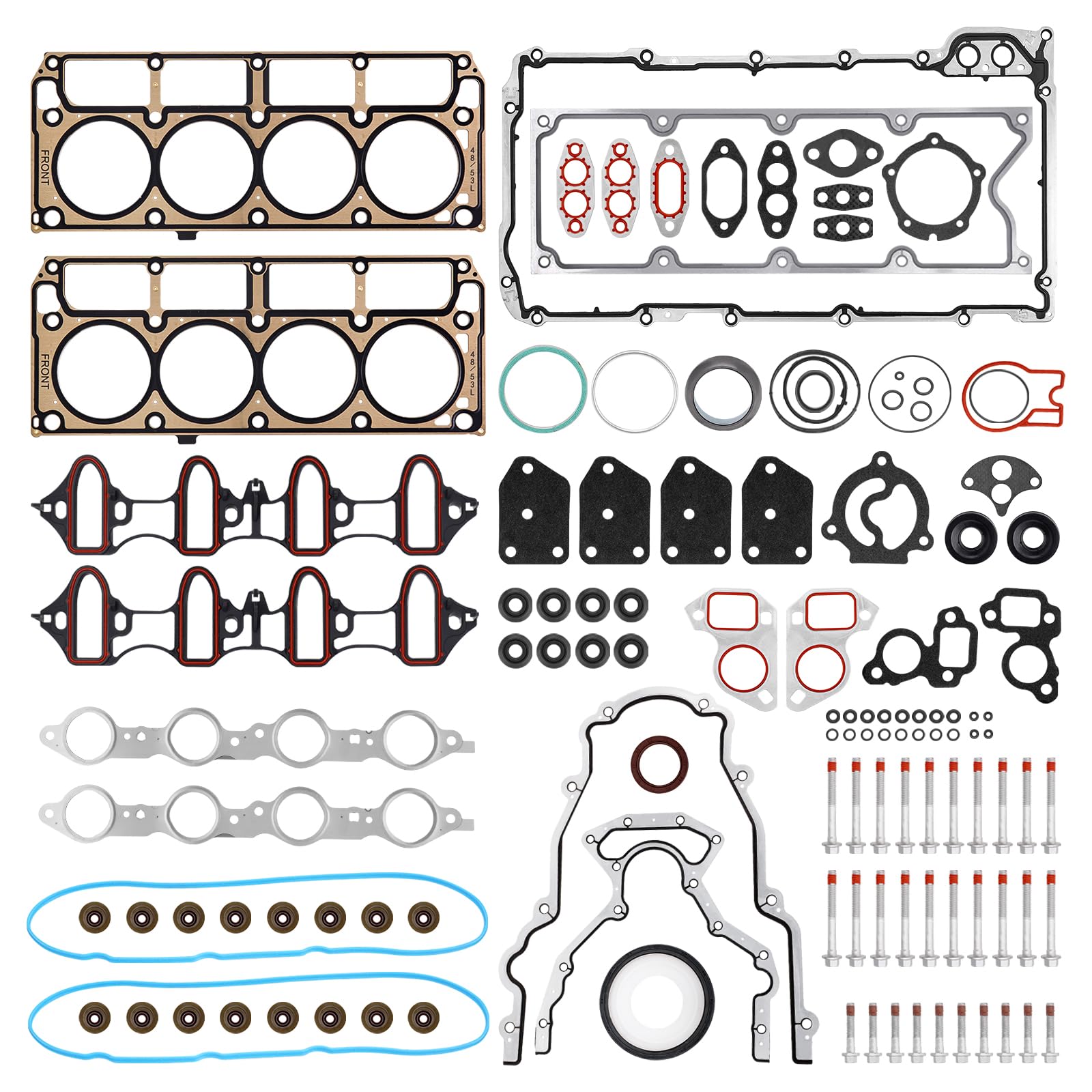 5.3 Full Cylinder Head Gasket Set with ES72220 Bolts Compatible with 2007-2013 Buick, Chevy Silverado Suburban Tahoe, GMC Savana Sierra Yukon 5.3L Engine
