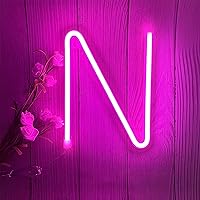 Vista 7 de ENUOLI Letreros de letras LED de neón rosadas, luz nocturna, funciona con pilas o USB, letras de marquesina LED, luces decorativas de neón
