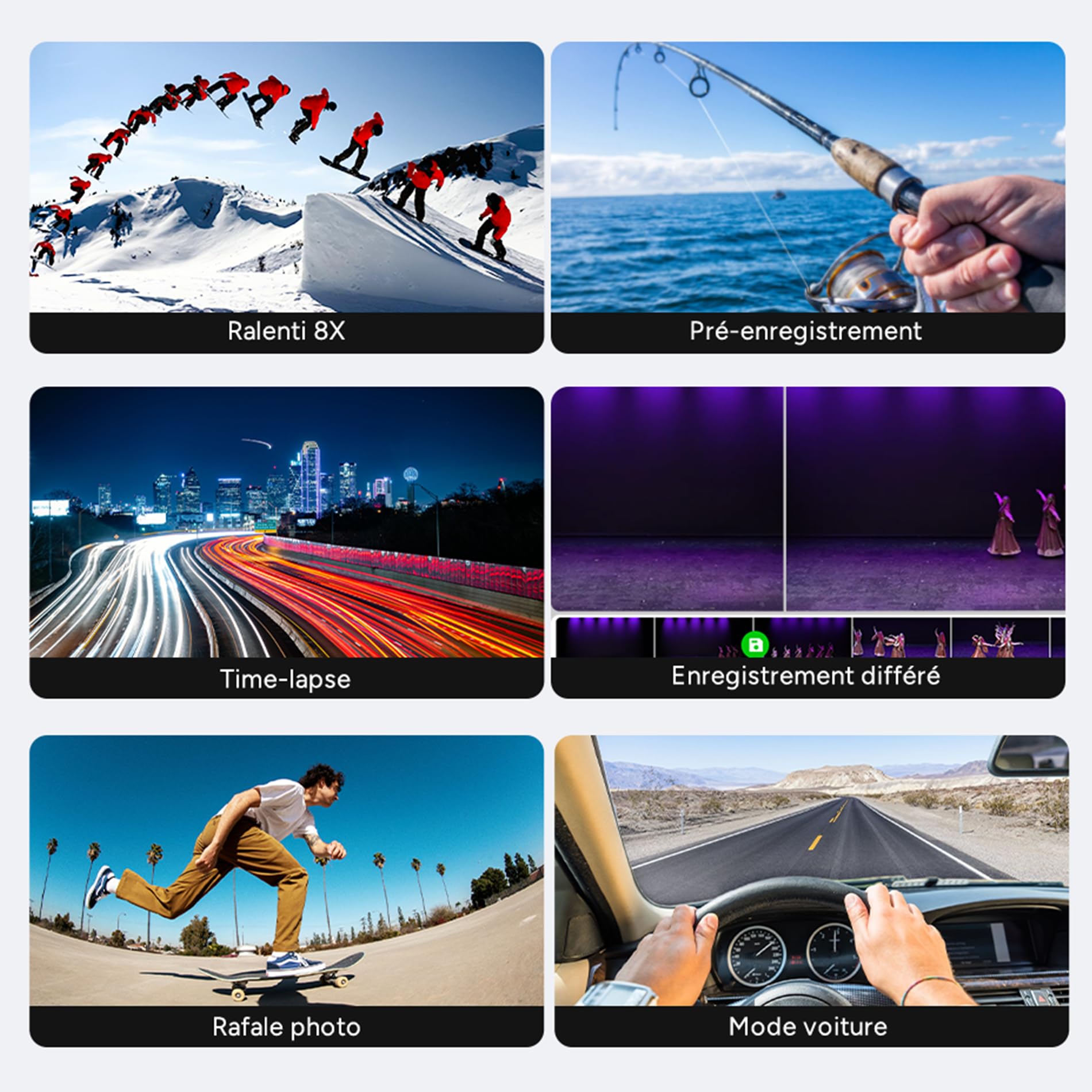 SJCAM SJ20 Caméra d'action 4K Double Objectif, Perche Selfie 8H, Super Nuit, Zoom 8X, 64G
