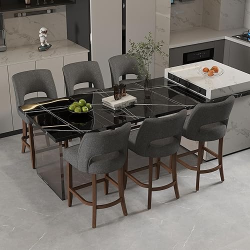 Miniatura 40 de VKNOW Juego de 2 Taburetes de Bar, Taburetes de Bar Tapizados de Altura de Mostrador, Taburetes Modernos de Mostrador con Patas de Madera para Isla