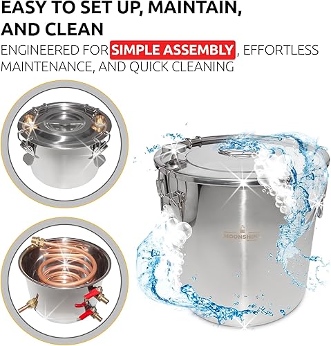 Miniatura 7 de Moonshine Still  Destilador de vino con alcohol  Kit de destilación  Acero inoxidable (2.5 galones (10 litros)