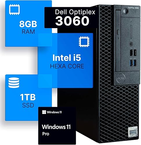 Dell Optiplex 3060 - Computadora de escritorio | Intel i5-8500 (3.2) | 8 GB DDR4 RAM | 1 TB SSD de estado sólido | Windows 11 Professional | PC para