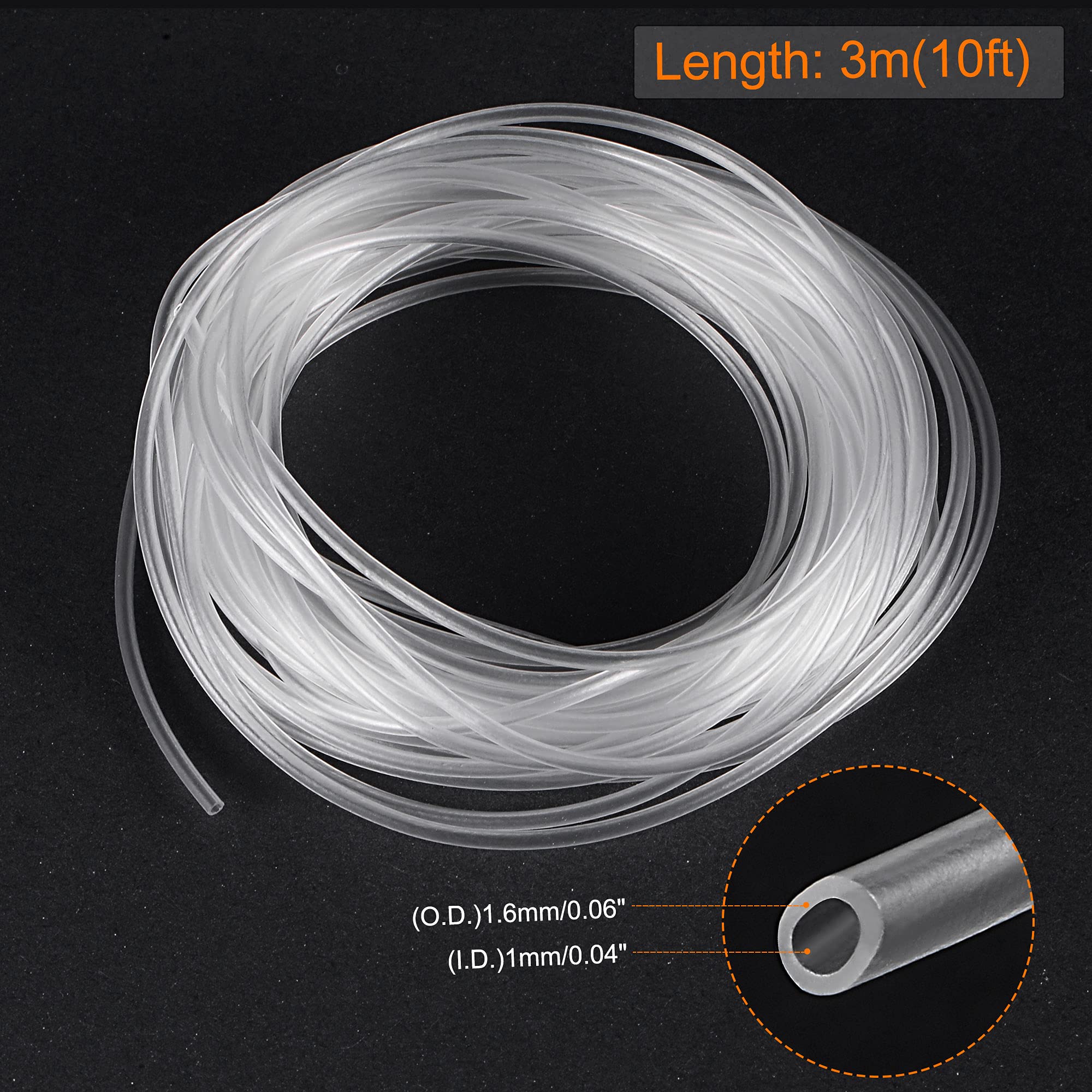MECCANIXITY PVC Transparent Hose 1mm ID 1.6mm OD 5m Flexible Lightweight for Water Tube, Air Tube