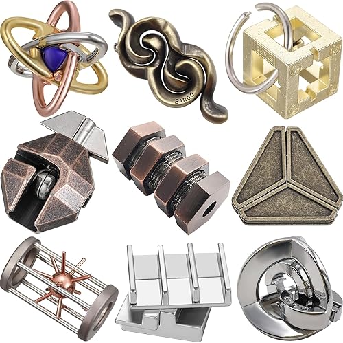 Miniatura 27 de Wettarn Rompecabezas de metal de acero 3D para adultos, juego de desbloqueo, educación de inteligencia intelectual, lógica, prueba de lógica