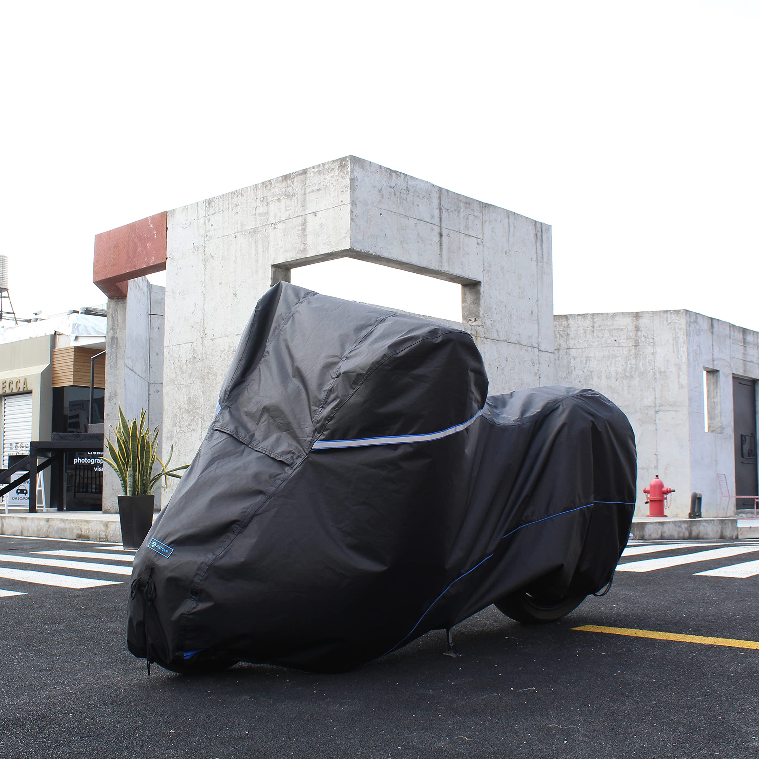 FENRIR 220CM 420D Funda Moto Impermeable Cubierta para Motocicleta Exterior Resistente al Calor Tubo de Escape Anti-quemadura Protectora por Super Deporte Enduro Naked de la Calle Scooter Motocross