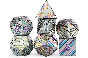 Rainbow Stripe Metal Dice Set for D&D