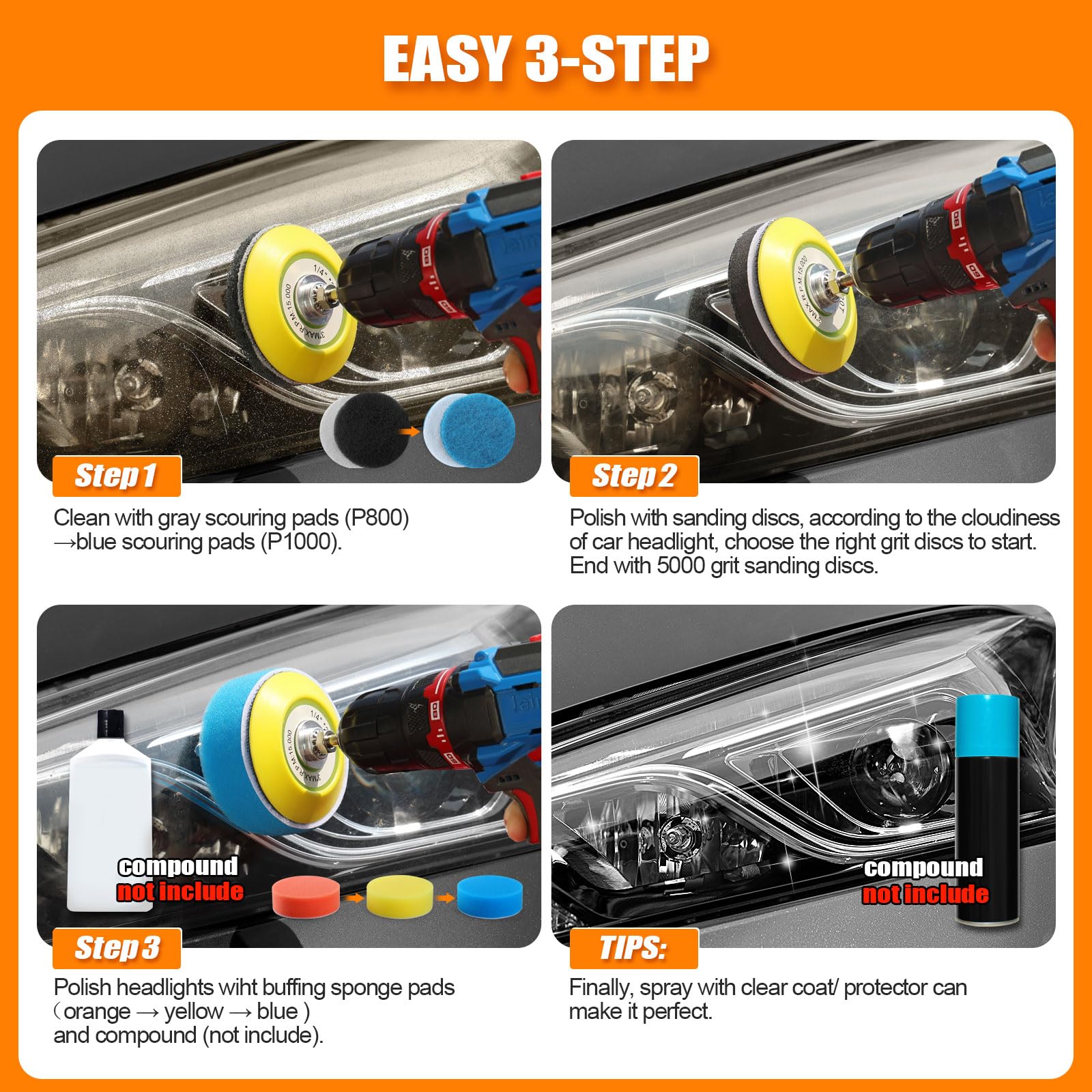 POLIWELL Auto Performance Foam Discs, 6 Inch Sanding Discs P3000 Grit - View #6