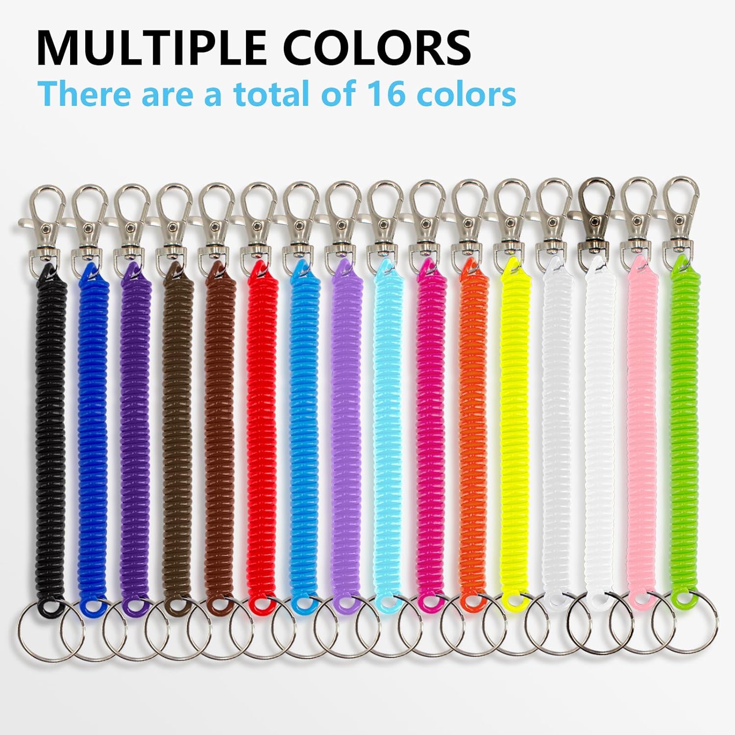 BDS-HOME Retractable Spring Coil KeychainSpiral Wrist Coil Key Chains Safety Anti-Lost Stretch Cord with Lobster Clasp - Image 3