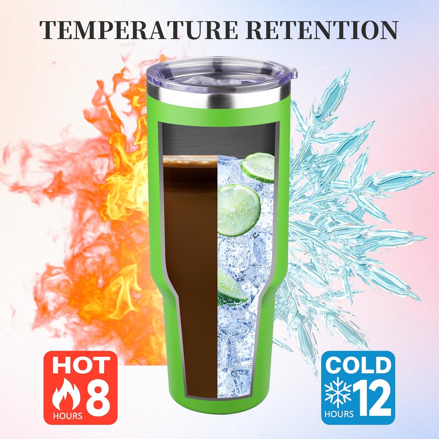 40 oz Tumbler with Lids and Straws Double Wall Vacuum Insulated Tumbler Cup,Stainless Steel Leak-proof Thermal Tumbler Powder Coated Travel Coffee Mug for Cold and Hot Drinks,Avocado Green - Image 3