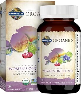 Garden of Life Organics Women's Daily Multivitamin: USDA Organic, Vegan Whole Food Multi with Iron, Biotin for Energy, Hair, Skin, Nails - 30 Tablets