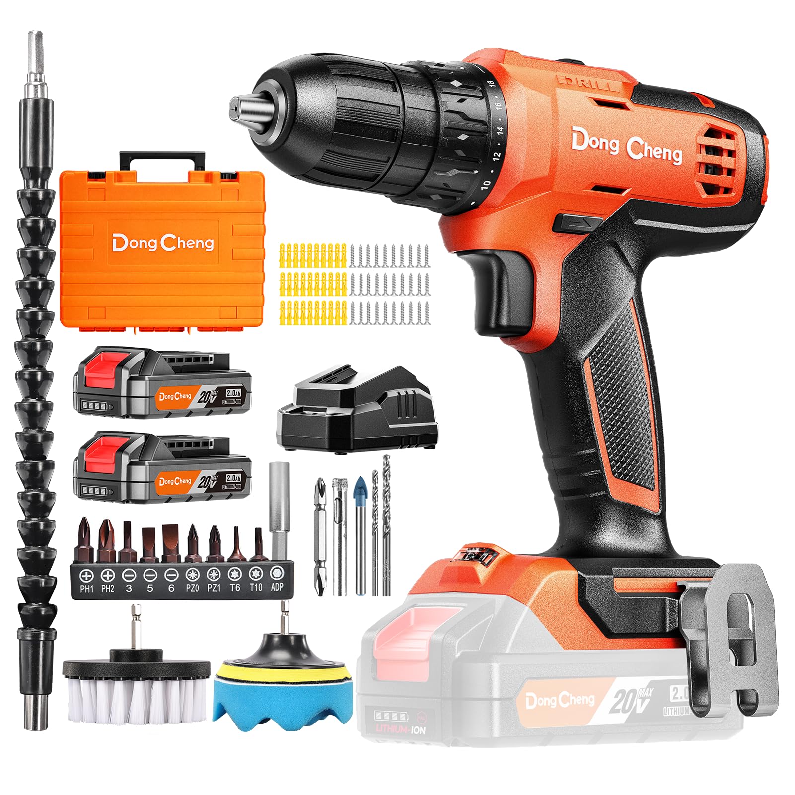 Dong Cheng 20V Cordless Drill (Double Battery Drill + Common Accessories + Extra Clean Kit)-image-20