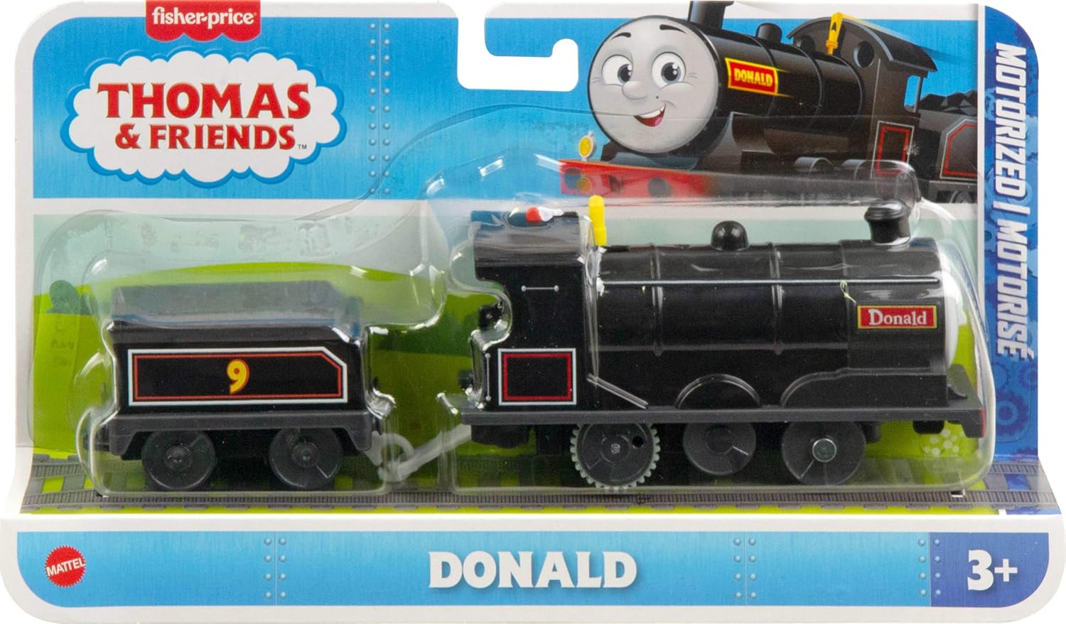 Thomas & Friends Motorized Toy Train Donald Battery-Powered Engine with Cargo Car for Preschool Kids Ages 3+ Years
