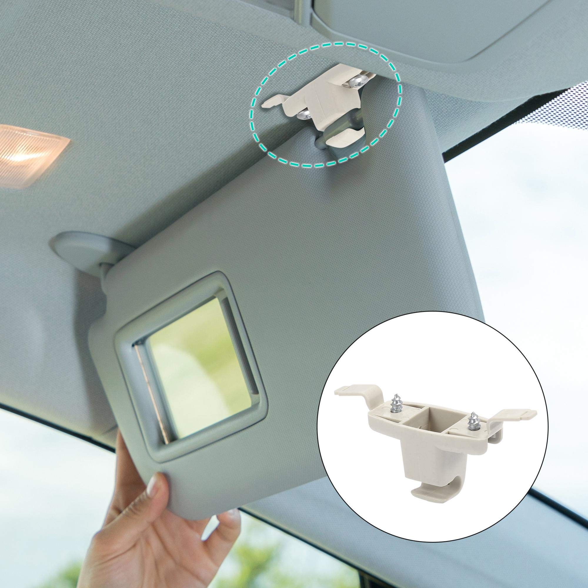 X AUTOHAUX 2pcs Beige Car Plastic Sun Visor Hook Clip Bracket Retainer 51168243575 for BMW E46 M3