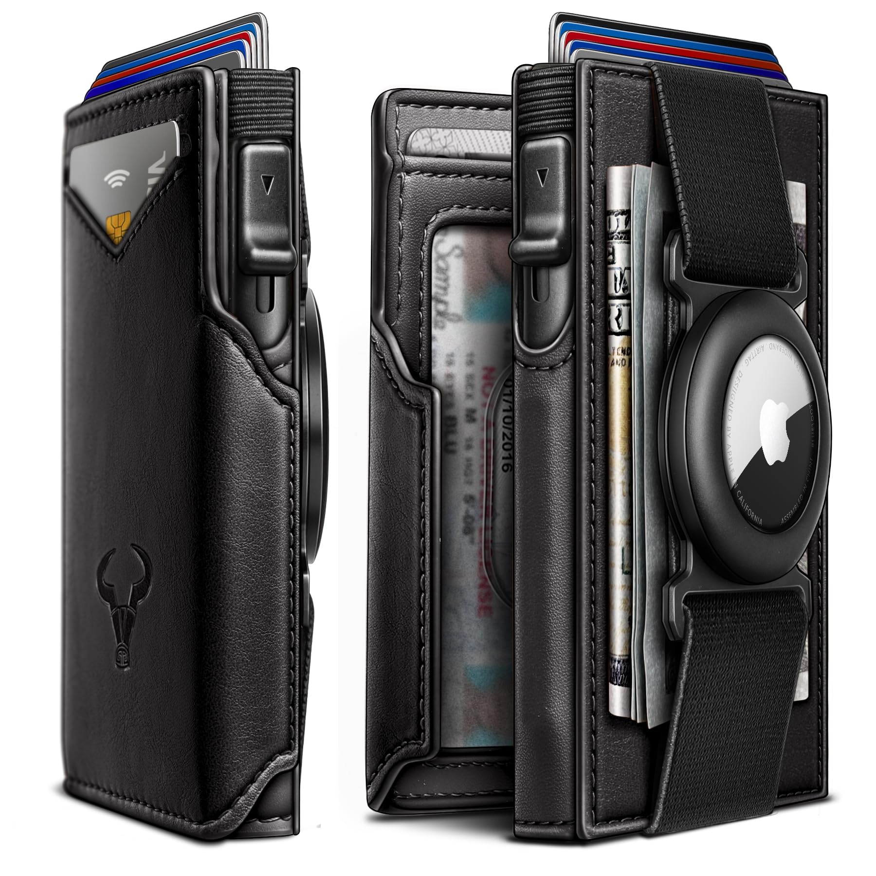 BULLIANT Men Slim Leather Wallet Metal Case Money Clip-Magnetic Closure | 9 Cards | RFID…