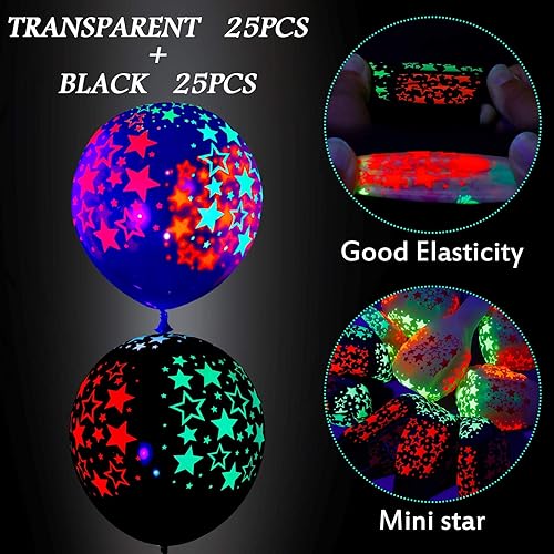 Miniatura 5 de Chivao 50 globos de neón que brillan en luz negra, luz negra, fluorescente, mini globos de látex para cumpleaños, boda, arco y decoración de fiesta