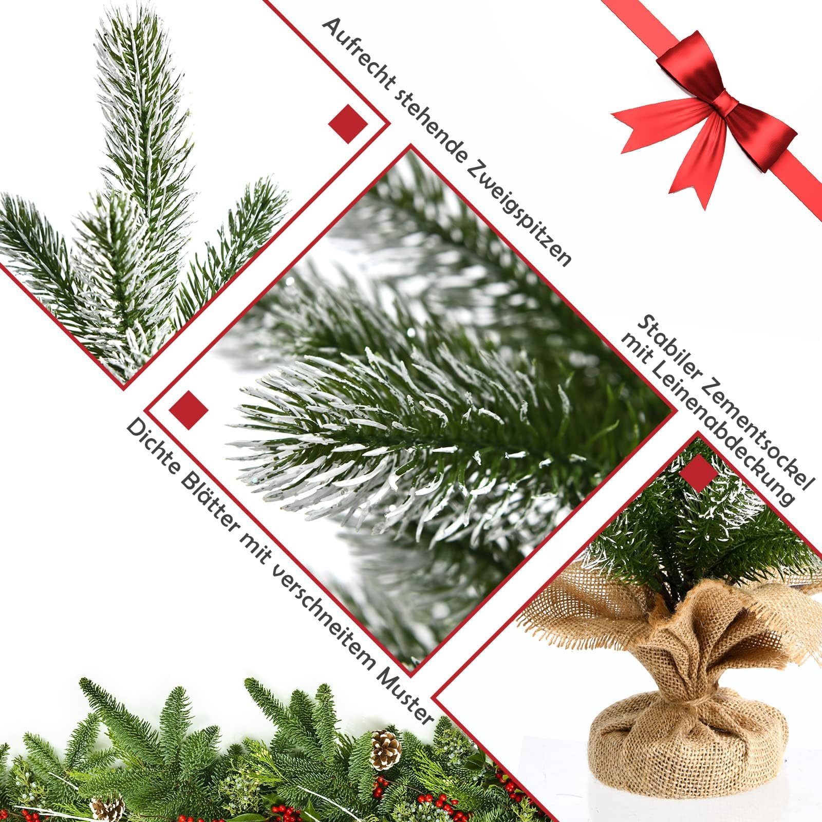 Künstlicher Weihnachtsbaum 90 Cm - Mit 96 Spitzen & Zementbasis