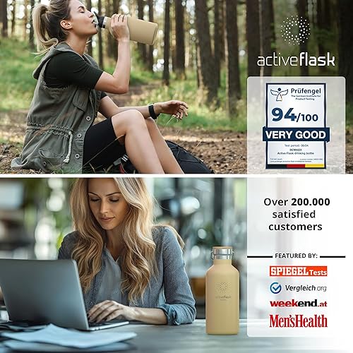 Miniatura 7 de Botella de agua de acero inoxidable con popote (3 tapas), sin BPA, a prueba de fugas, adecuada para bebidas carbonatadas, botella de agua,