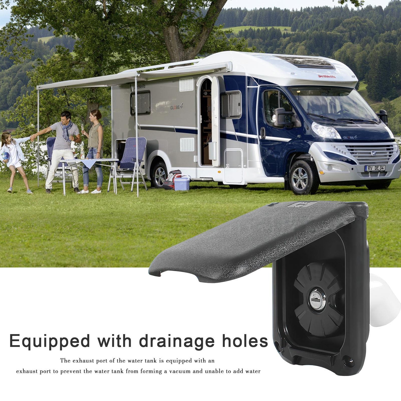 HEYCE Agua la Ciudad para RV | CubierEntrada Agua para vehículos recreativos con Tapa Gravedad magnética Cuadrada | Piezas Repuesto para Sello Superior Camper, Cubierta
