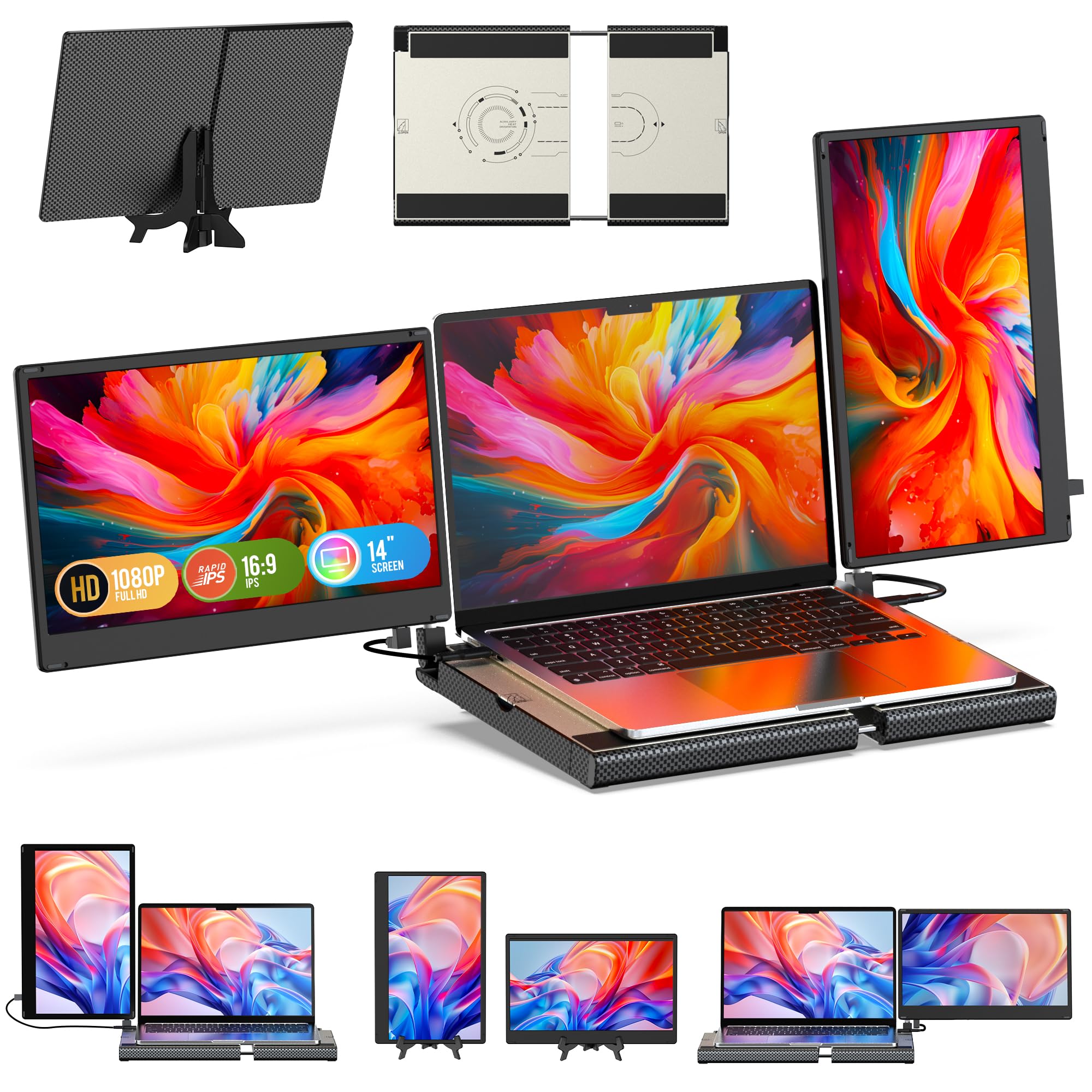 Amazon.co.jp: Kwumsy F3 モバイルモニター 2画面 トリプル