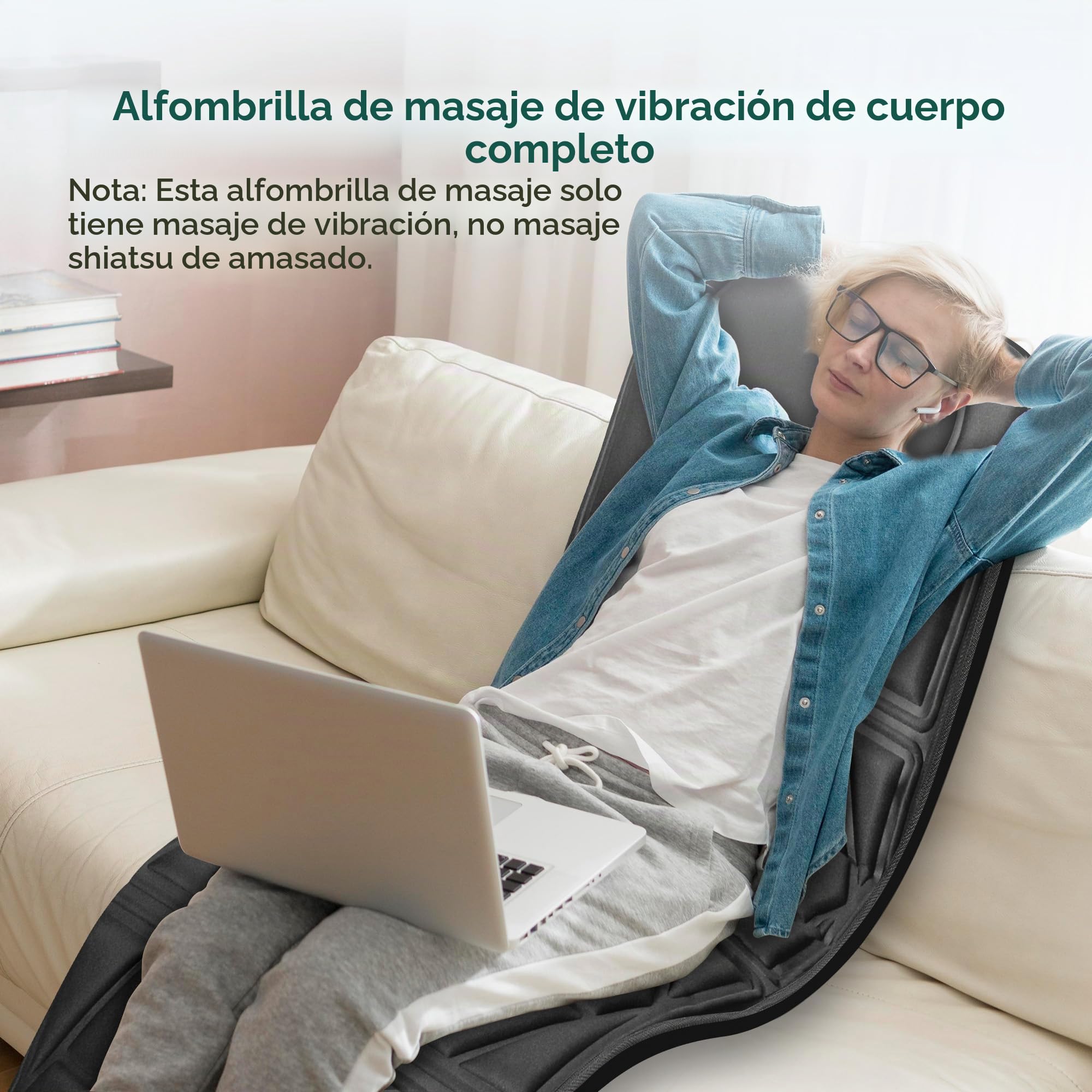 Snailax Alfombrilla de masaje de cuerpo completo con calor, 10 motores, masajeadores de espalda completa con 2 almohadillas de calefacción para cuello, espalda, hombros, almohadilla de colchón de