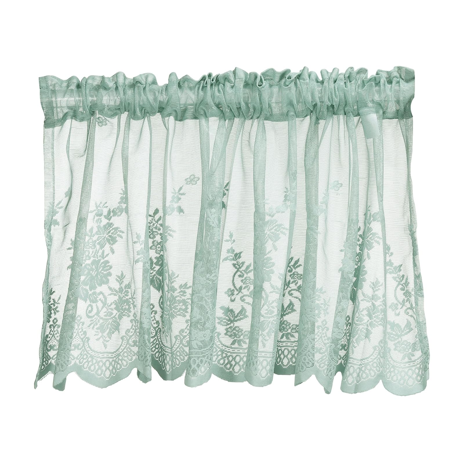 sourcing map Window Valance 130x41cm Lace Sheer Valance Curtains Blue