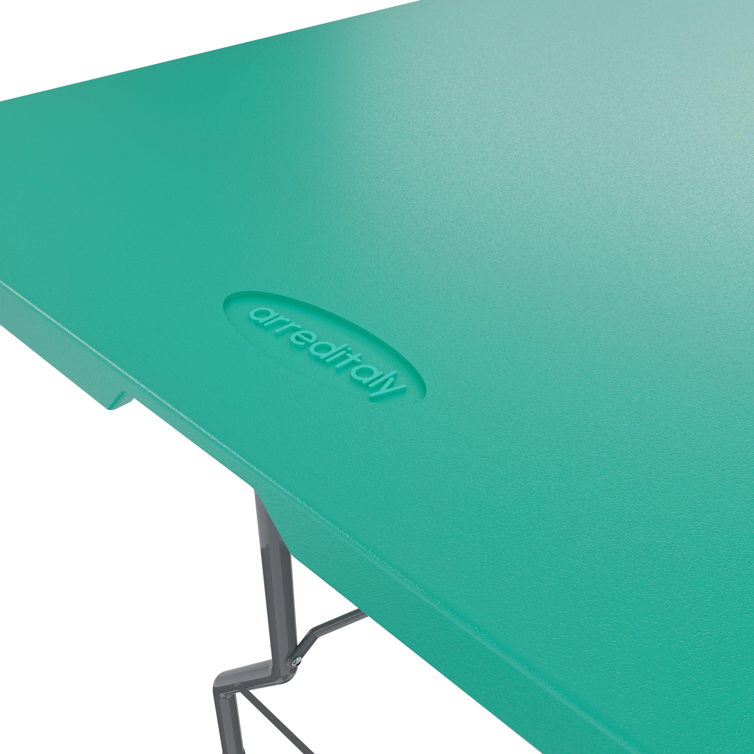 Tavolo Pieghevole In Resina Dura Grigio Scuro – 180x74x74 Cm, Struttura In Ferro, Richiudibile A Valigetta Con Maniglia, Perfetto Per Campeggio, Giardino E Sagre