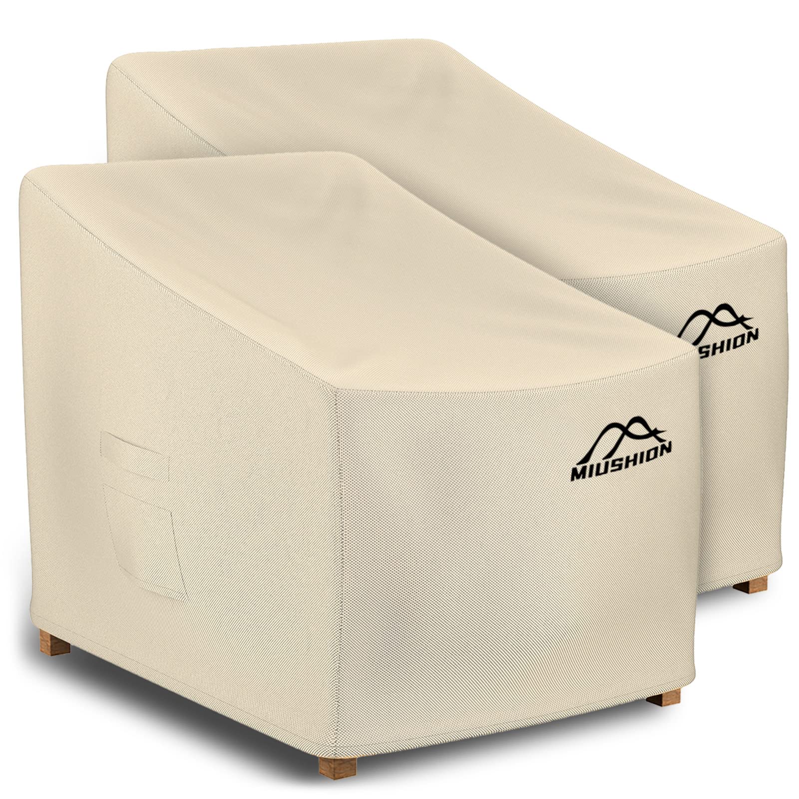 2 Pack Patio Chair Covers, 40" W x 40" D x 36" H Heavy Duty 600D Outdoor Deep Seat Lounge Club Chair Cover, Waterproof UV Resistant Outdoor Patio Chair Furniture Cover, Beige