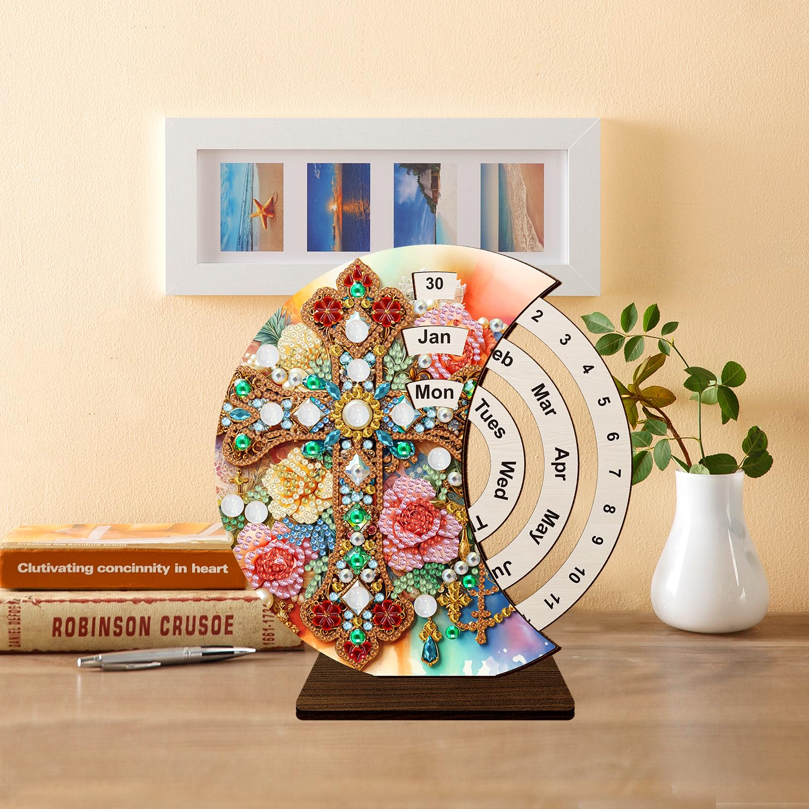 5D Diamond Painting Kit - Sunflower Calendar Wall Art (19x18cm) With Round Diamonds & Tools 1 thumbnail image