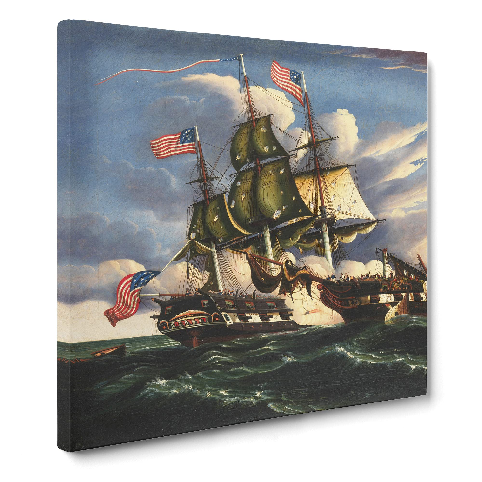 The Constitution And The Guerriere by thomas chambers Canvas Print, Mixed, 35L x 35W cm