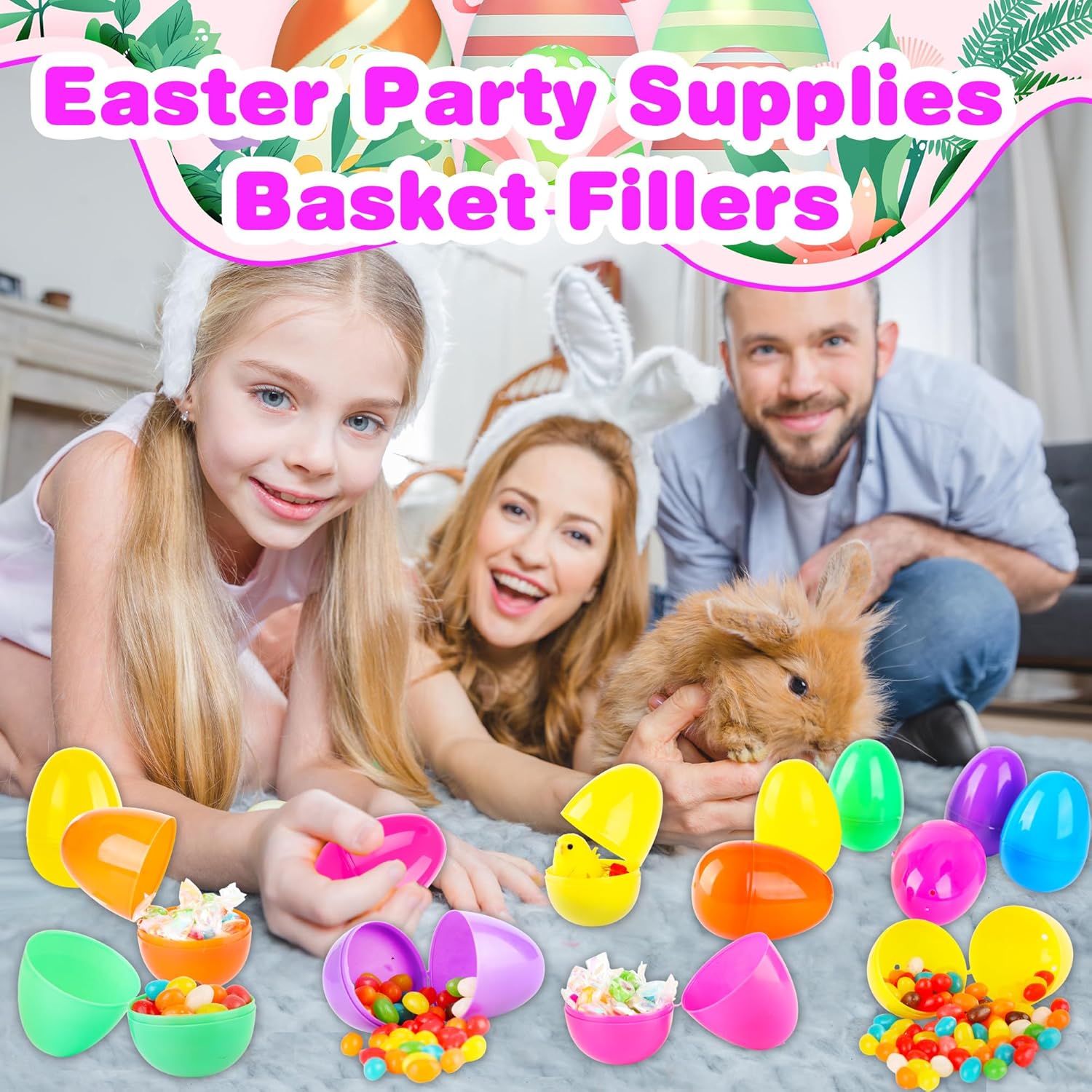 54 Pack 5 Inch/ 3 inch Large Easter Eggs Bulk Colorful Fillable Plastic Eggs Empty for Basket Fillers Egg Hunt Games Easter Party Favors Classroom Rewards (6 Colors (3 Inch))