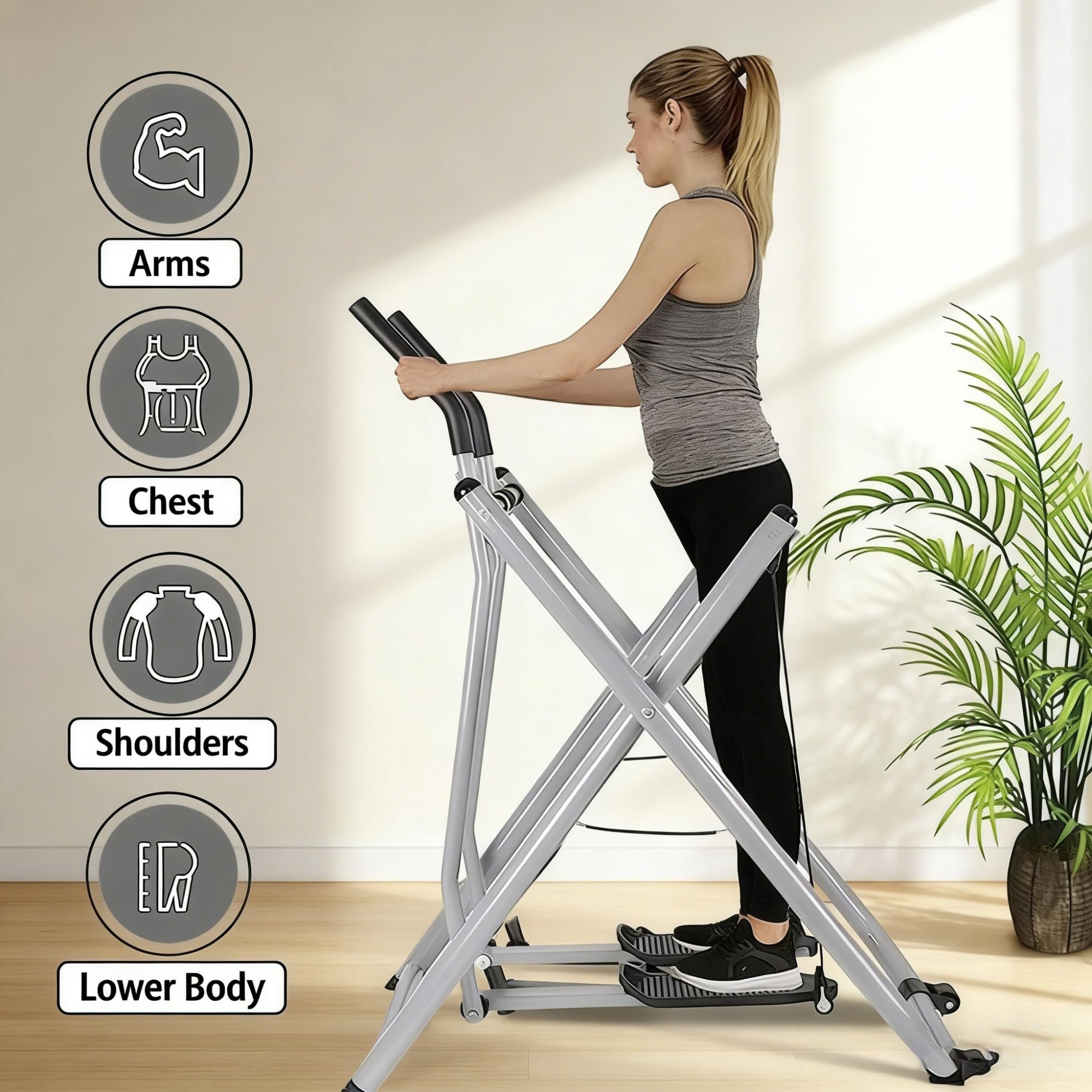 Klappbarer Heimtrainer mit tragbarem Ellipsentrainer für Ganzkörper-Fitness, Low-Impact Home Gym Workout Equipment mit LCD-Monitor