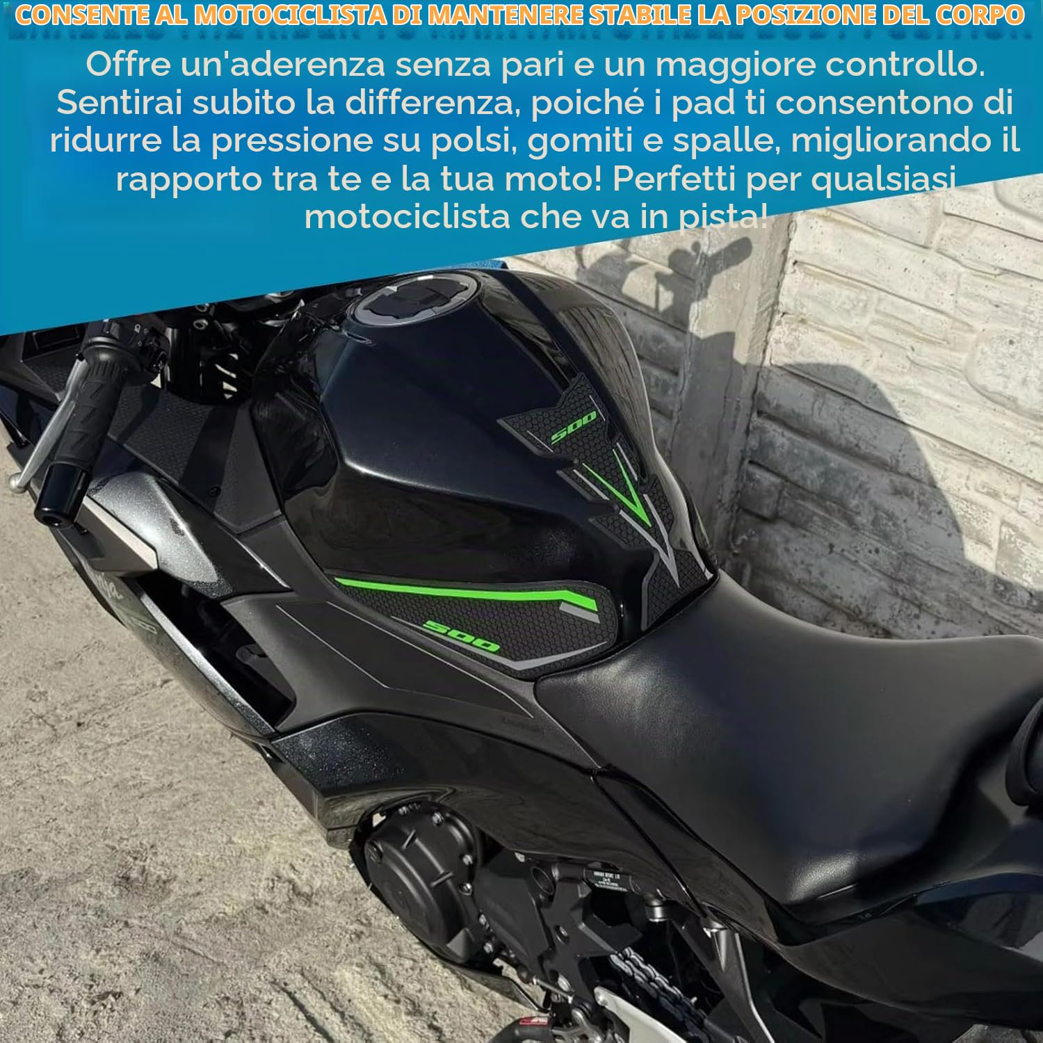 Accessori per moto Protezione laterale antiscivolo per serbatoio carburante per NINJA 500 SE NINJA500 Z500 2024 2025 Protezione serbatoio in gomma impermeabile (Verde chiaro)