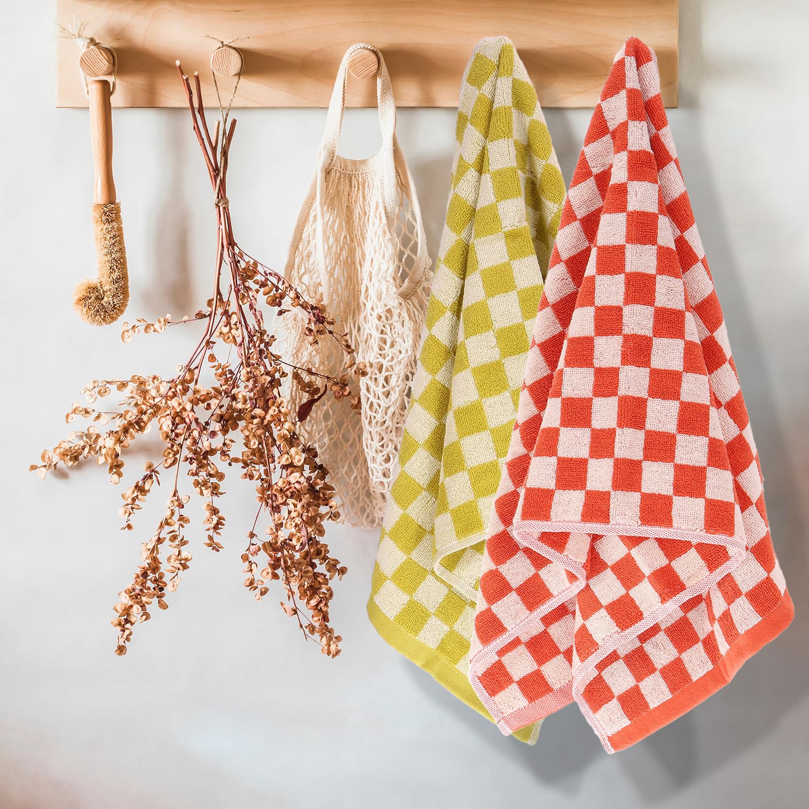 QUARKZMAN 4 Pcs Serviettes De Bain Jaune/Vert/Rouge/Violet 33 x 74 cm Mains
