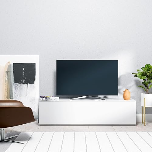 Miniatura 18 de SONOROUS ST-160 - Soporte de TV premium con cubierta de vidrio negro y madera negra, centro de entretenimiento de lujo y consola multimedia para