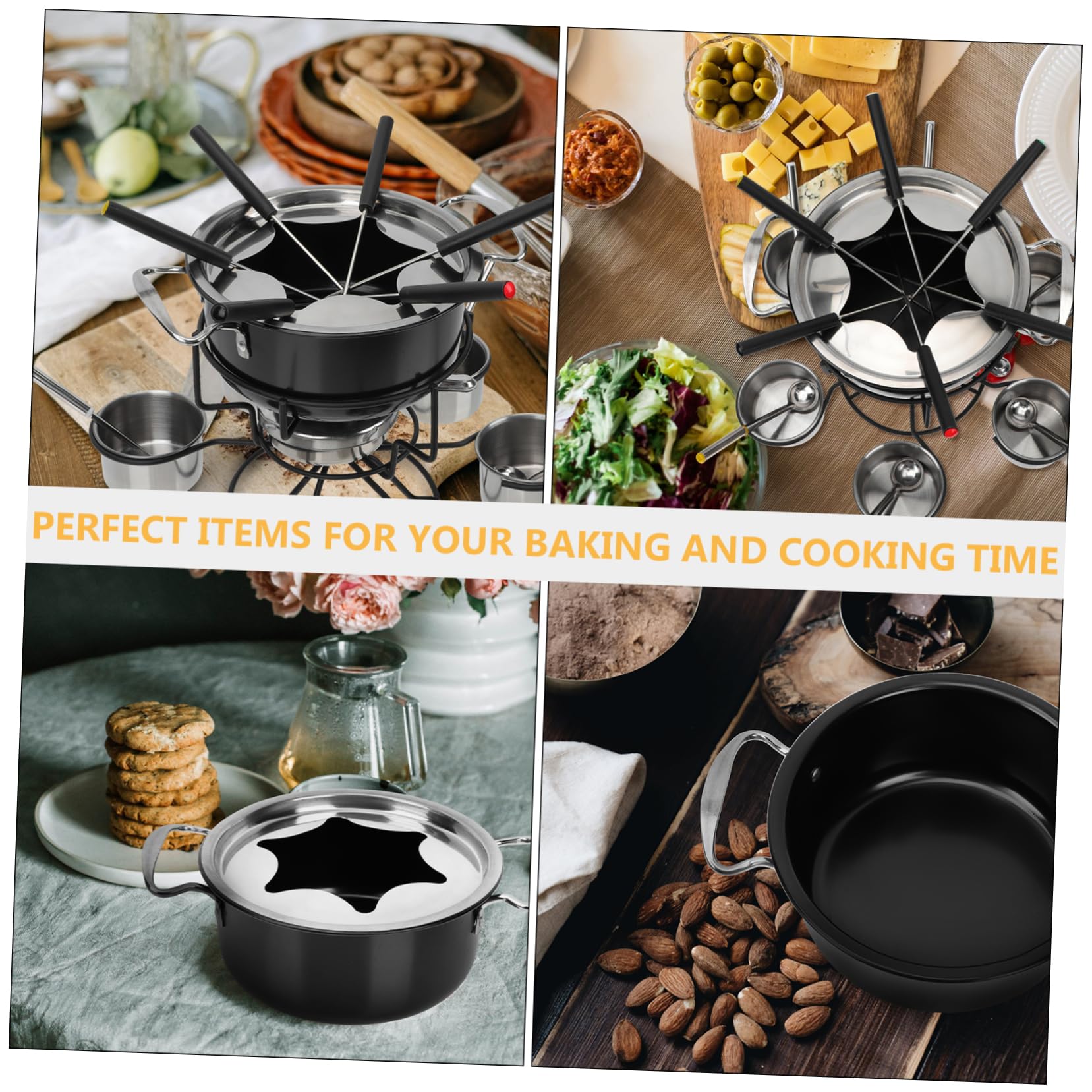 ABOOFAN Butter Warmer Pot Stainless Steel Fondue Pot for Cheese Chocolate Home