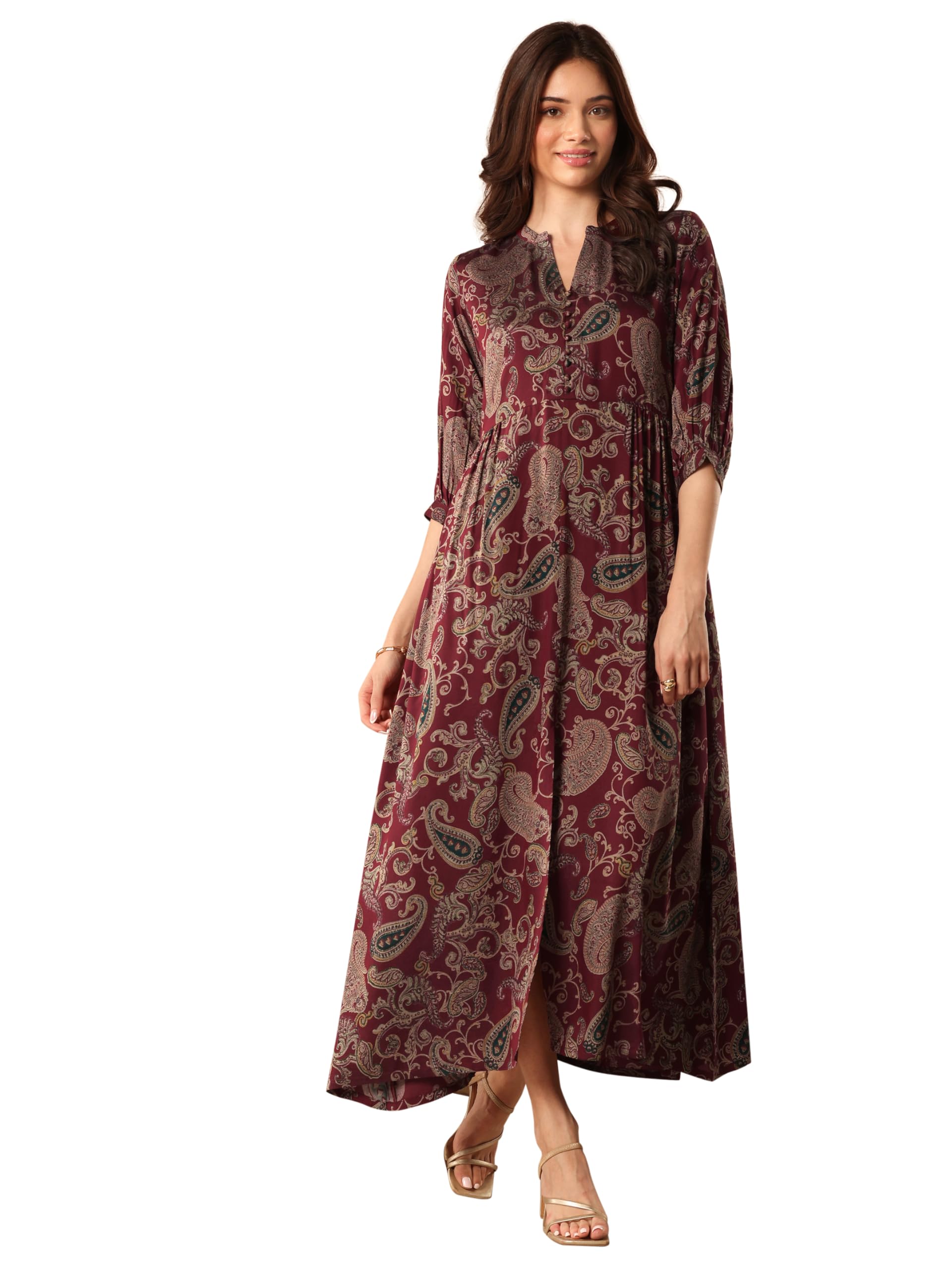 Libas Printed Rayon Fit and Flare Dress in multi