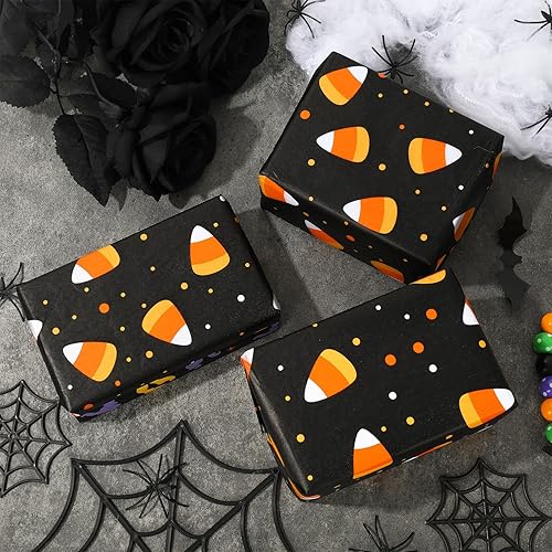 Miniatura 5 de Whaline 100 piezas de papel de seda de maíz de caramelo, papel de regalo temático de Halloween, papel de embalaje colorido, papel de manualidades