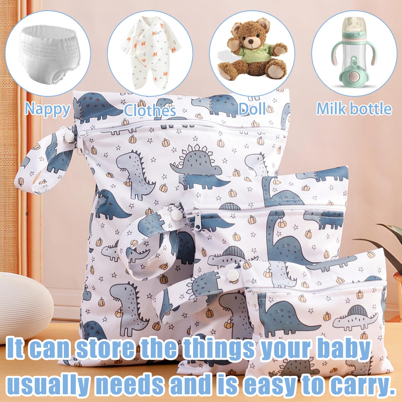VPB Sac de Couche Réutilisable Imperméable Pochette Lavable Zippé Bébé Piscine Garderie