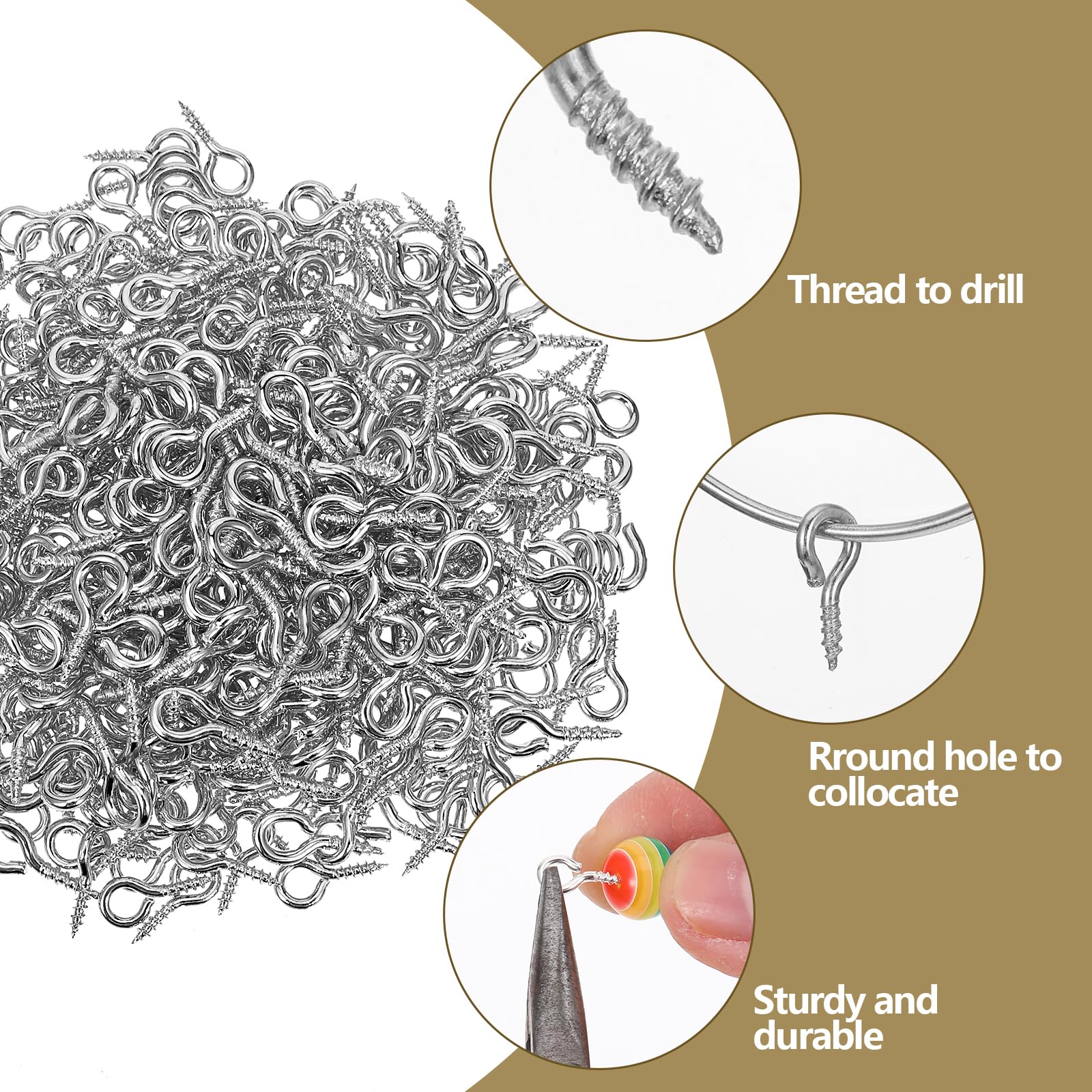 400 viti con occhiello in 3 misure, piccoli occhielli a vite con scatola di conservazione, gancio a vite in metallo, gancio a vite piccolo per viti ad anello occhiello, occhielli per gioielli