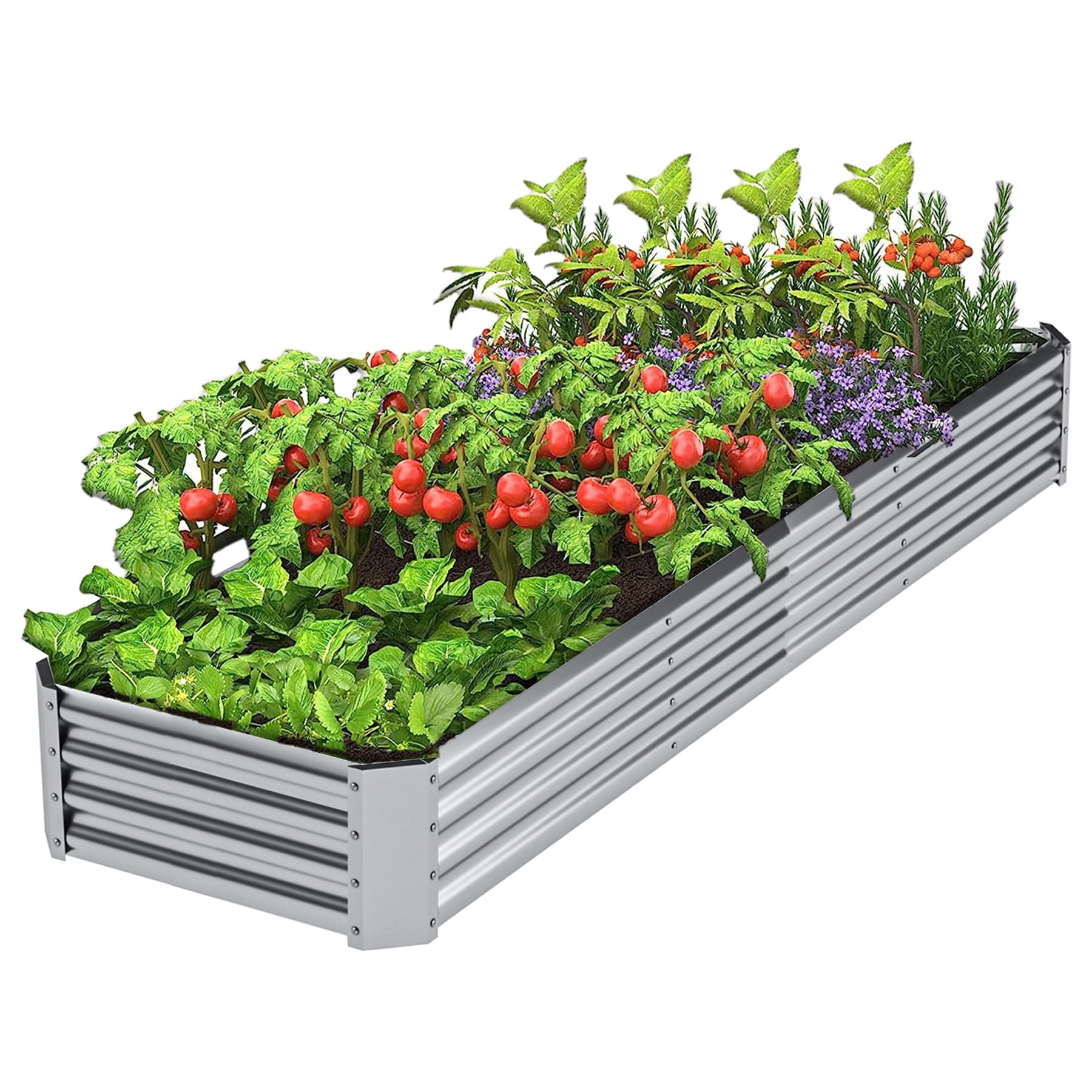 Galvanized Raised Garden Bed,Planter Boxes Outdoor,Large Metal Garden Bed Planter Box for Vegetables, Fruits, Flower(12×2×1ft)