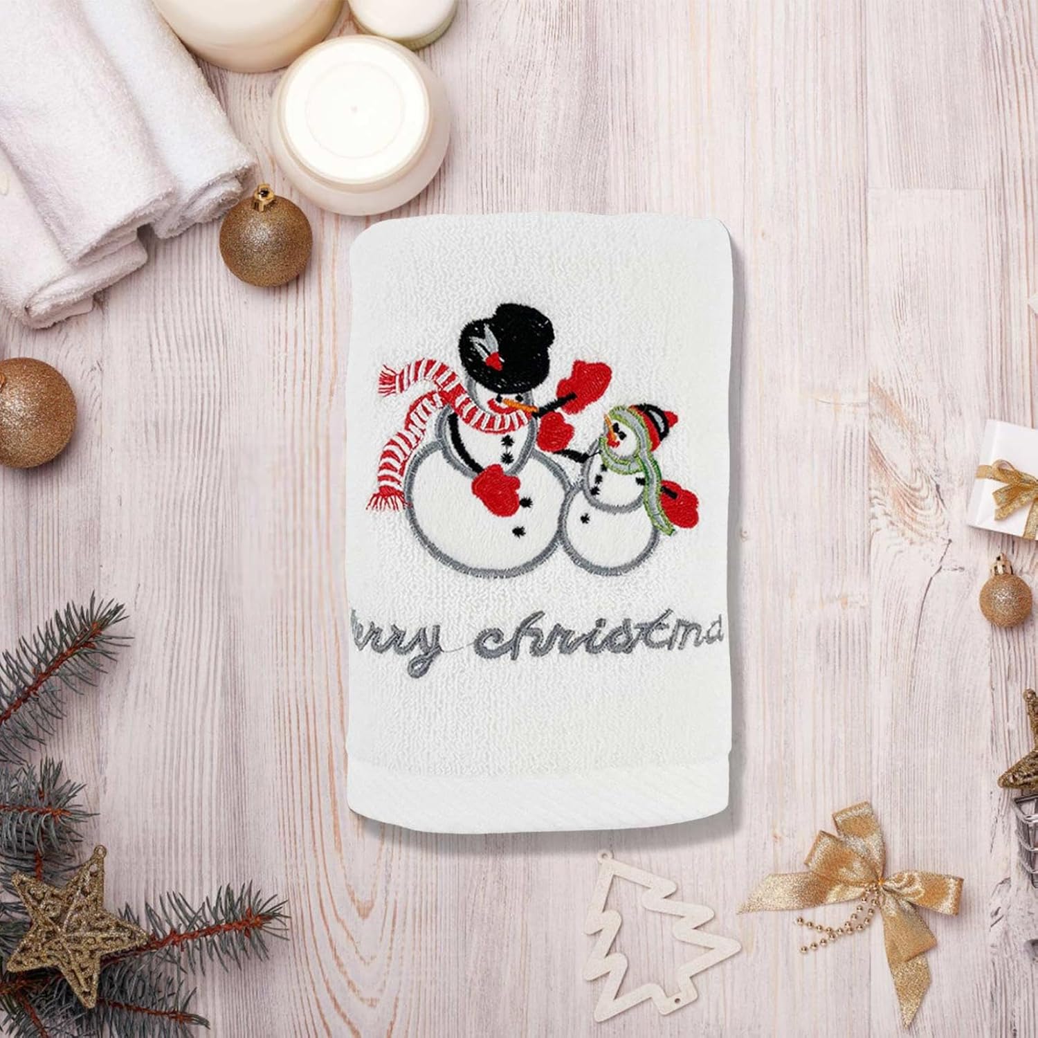 LutIedan Multicolor Christmas Hand Towels, Christmas Snowman Santa