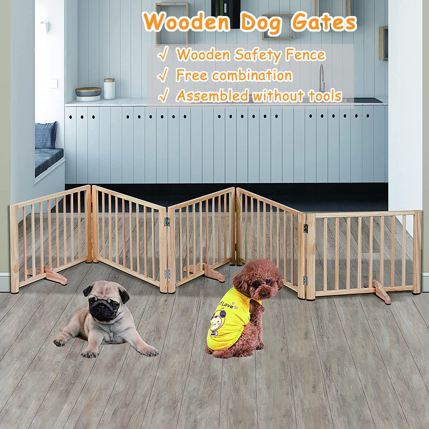 Amazon.co.jp: ペットゲート 木製 置くだけ 犬 柵 自立式