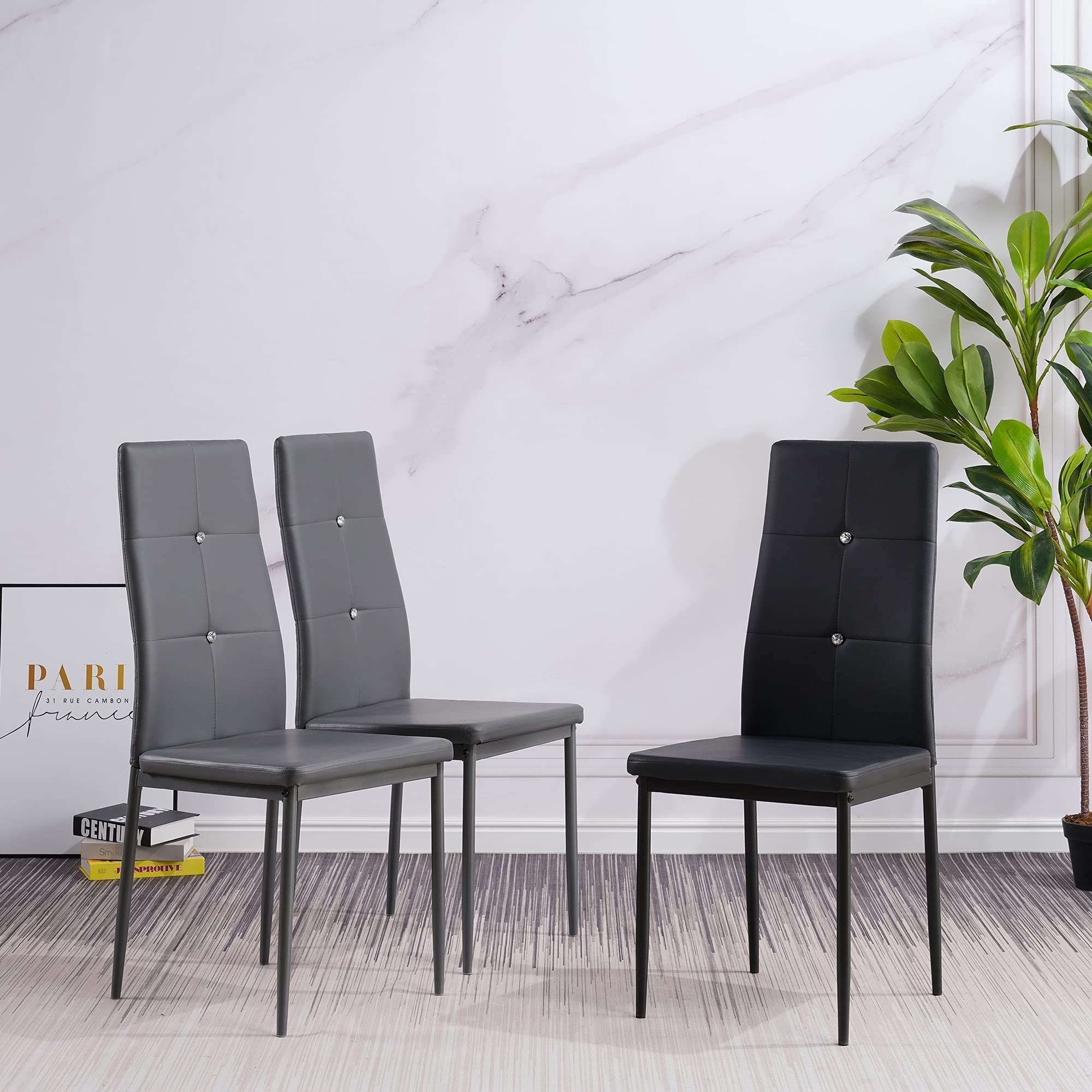 Albatros International Gmbh Albatros 3100 Diamond-6 Sedie Per Sala Da Pranzo, Certificazione Sgs, Colore: Grigio, Finta Pelle, 6 Stühle