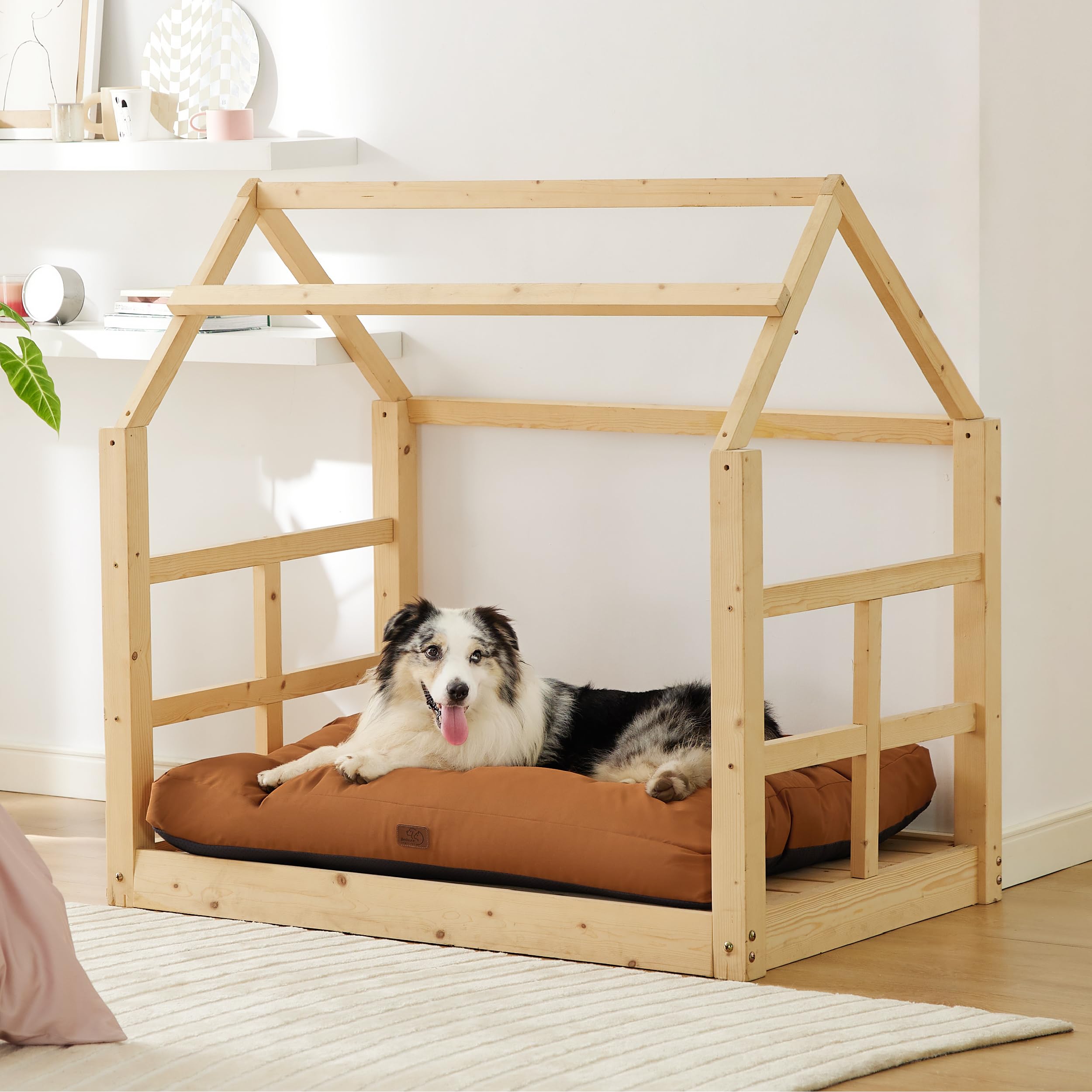 Bedsure Cesto per cani di grandi dimensioni, impermeabile, cuscino per cani in tessuto Oxford, tappeto ideale per cani, XL, materasso per letto, cane, lavabile, colore argilla marrone, 110 x 89 x 10