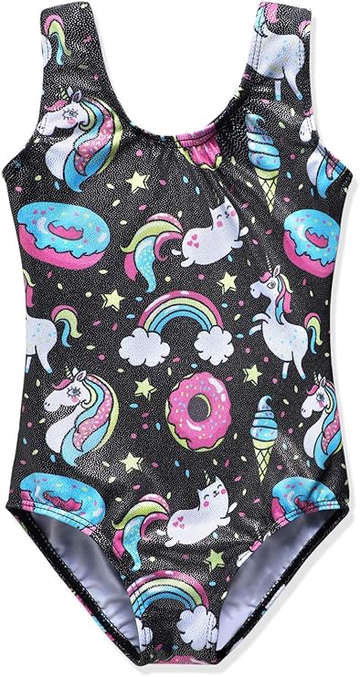 HOZIY Gymnastics Leotards for Girls Toddlers Kids Sleeveless Tumbling Outfits for Dance Print